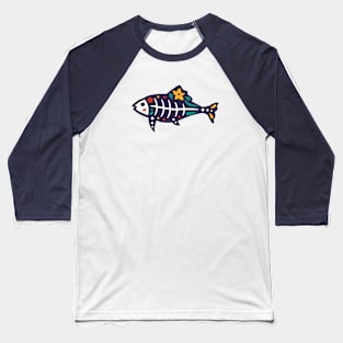 Colorful Day of the Dead Fish | Dia de los Muertos Pescado Baseball T-Shirt